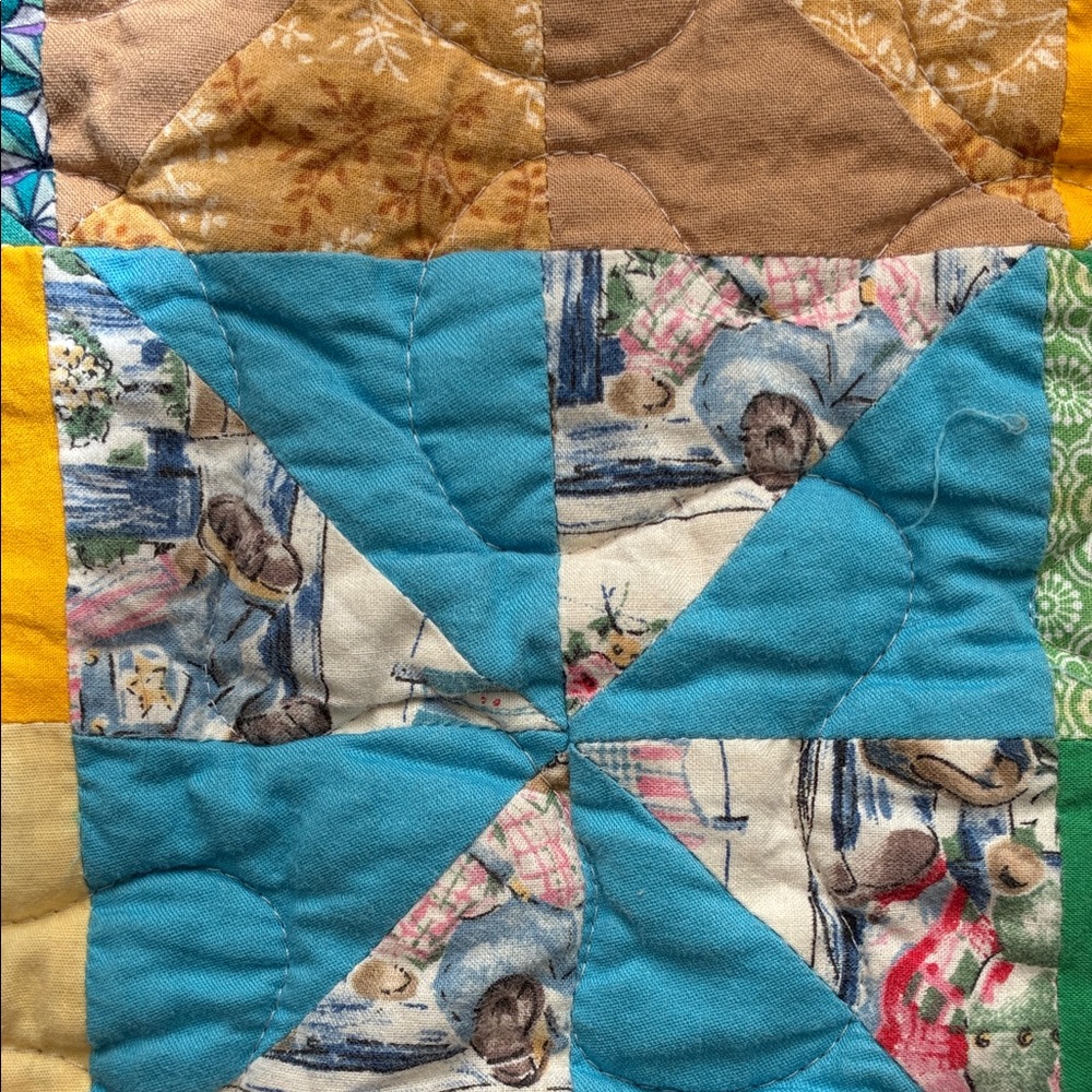 Colorful Handmade Patchwork Quilt Carebears - Picture 7 of 9